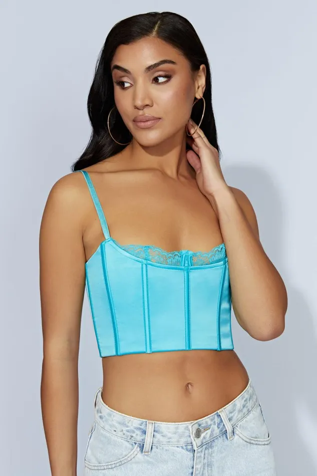 Meshki Crop Tops Lake Lace Cami Crop Top 8211 Aquamarine Aquamarine 8211 Women