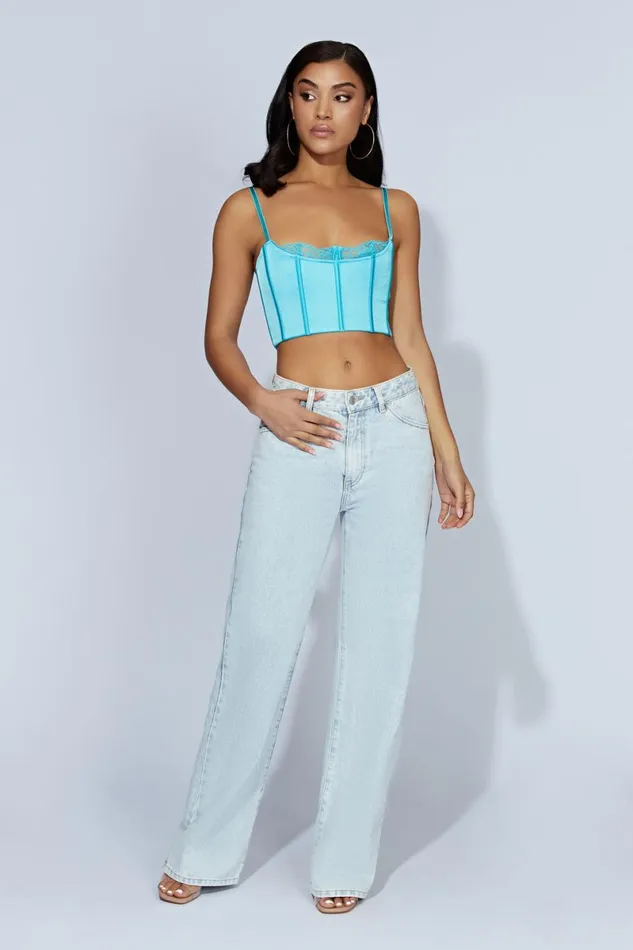 Meshki Crop Tops Lake Lace Cami Crop Top 8211 Aquamarine Aquamarine 8211 Women
