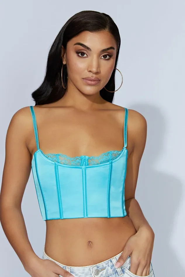 Meshki Crop Tops Lake Lace Cami Crop Top 8211 Aquamarine Aquamarine 8211 Women