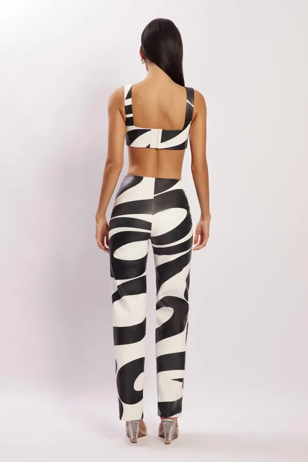 Meshki Crop Tops Mahla Faux Leather Square Neck Crop 8211 Swirl Print Swirl Print 8211 Women
