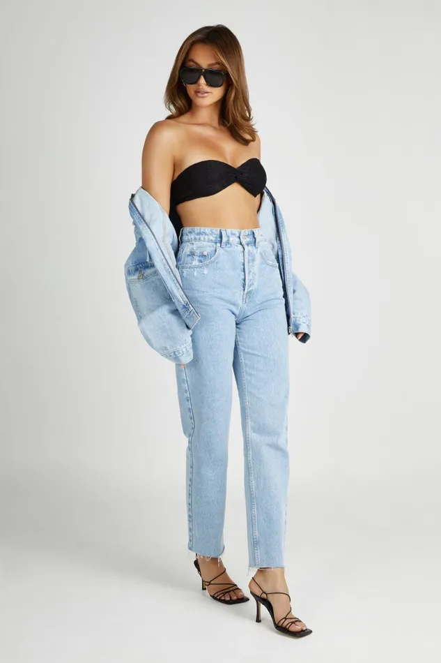 Meshki Crop Tops Mia Strapless Twist Top 8211 Black Black 8211 Women