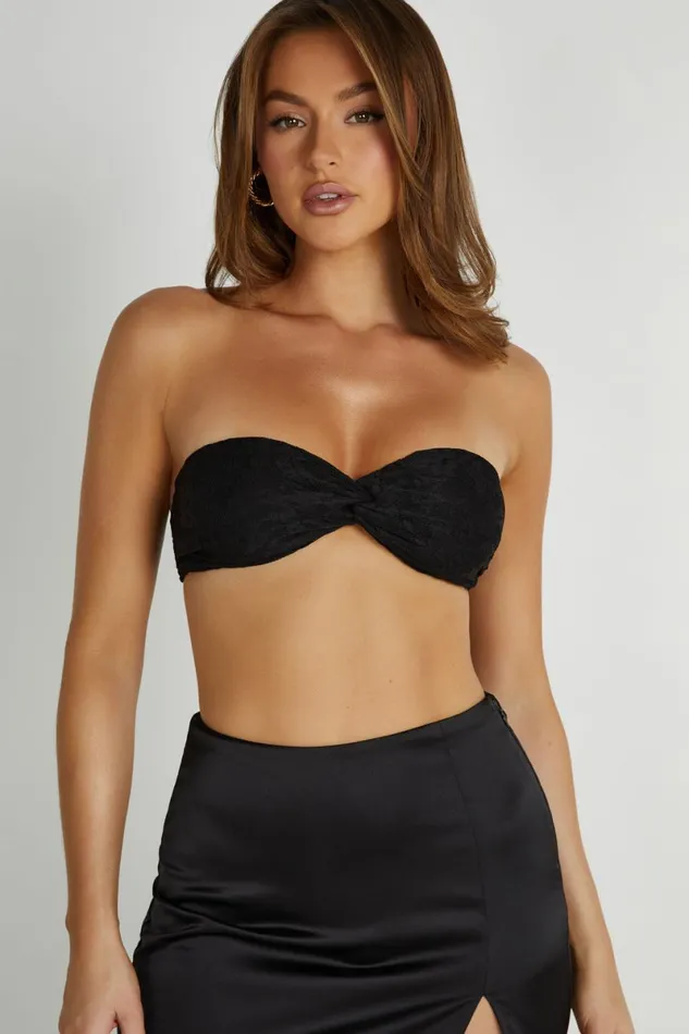 Meshki Crop Tops Mia Strapless Twist Top 8211 Black Black 8211 Women