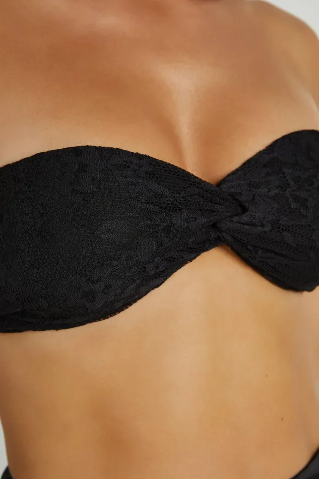 Meshki Crop Tops Mia Strapless Twist Top 8211 Black Black 8211 Women