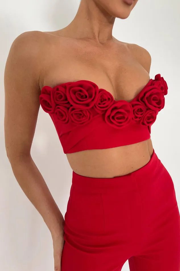 Meshki Crop Tops Paloma Rose Crop Top 8211 Red Red 8211 Women