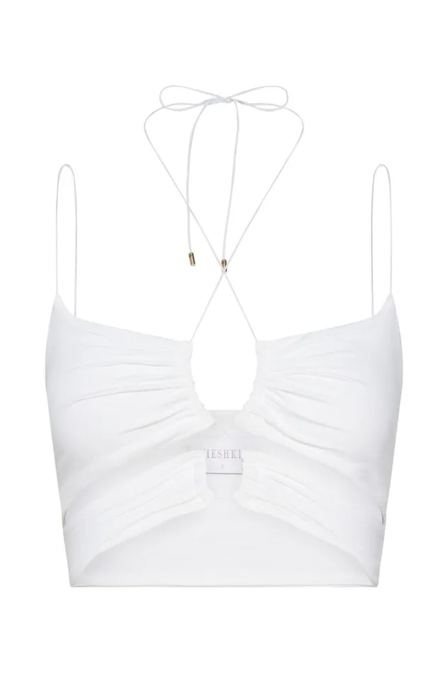 Meshki Crop Tops Phoenix Cut Out Ruched Crop Top 8211 White White 8211 Women Meshki Crop Tops Phoenix Cut Out Ruched Crop Top 8211 White White 8211 Women