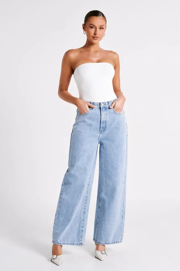 Meshki Denim Raven Baggy Jeans 8211 Mid Blue Wash Midbluewash 8211 Women