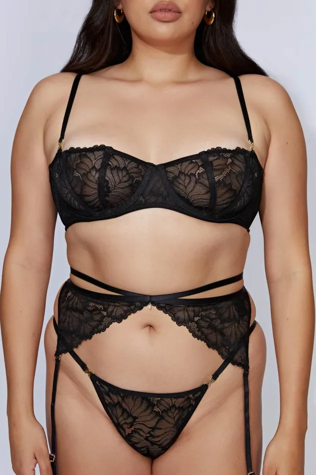 Meshki Intimates Isadora Lace Crossover Suspenders 8211 Black Black 8211 Women