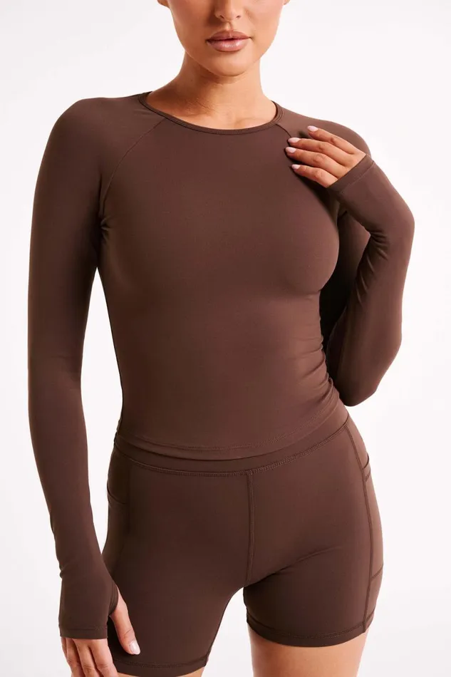 Meshki Long Sleeve Tops Venus Long Sleeve Top 8211 Dark Chocolate Darkchocolate 8211 Women