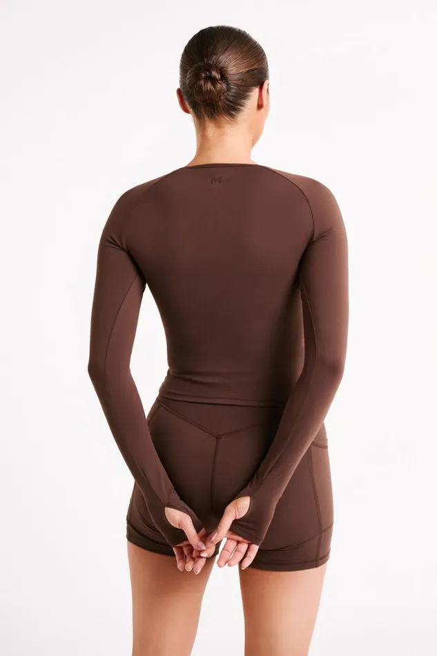 Meshki Long Sleeve Tops Venus Long Sleeve Top 8211 Dark Chocolate Darkchocolate 8211 Women