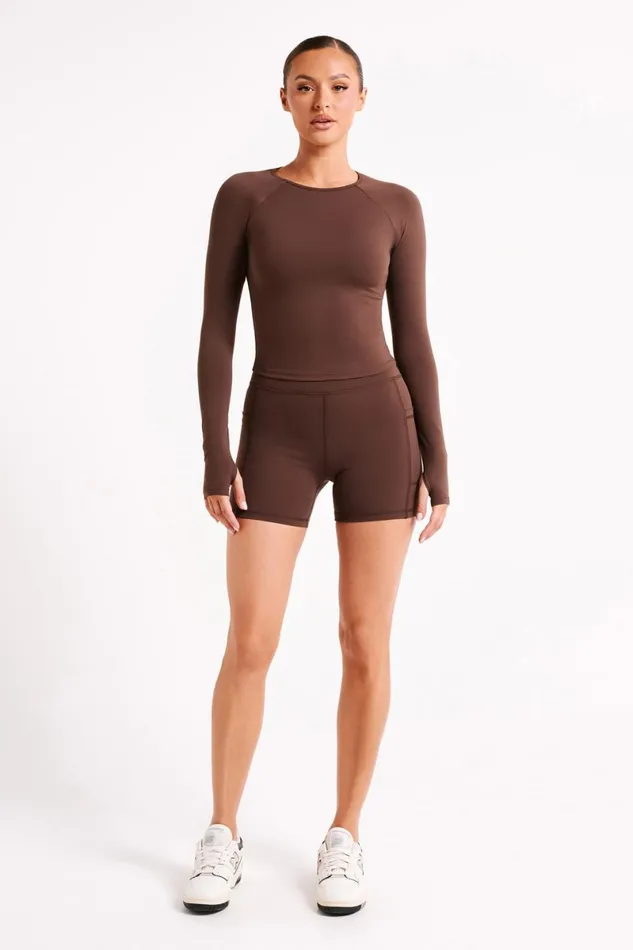 Meshki Long Sleeve Tops Venus Long Sleeve Top 8211 Dark Chocolate Darkchocolate 8211 Women
