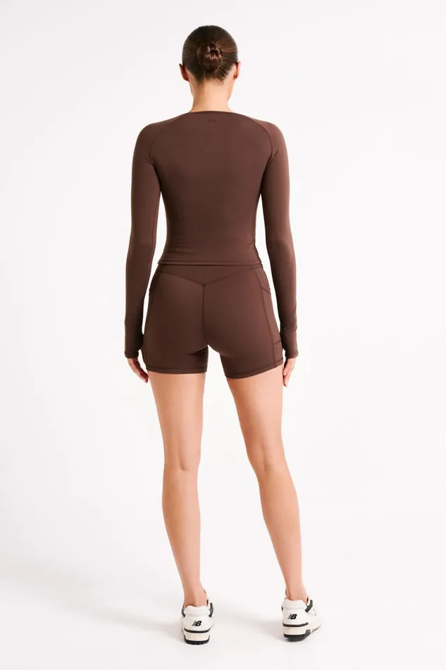 Meshki Long Sleeve Tops Venus Long Sleeve Top 8211 Dark Chocolate Darkchocolate 8211 Women