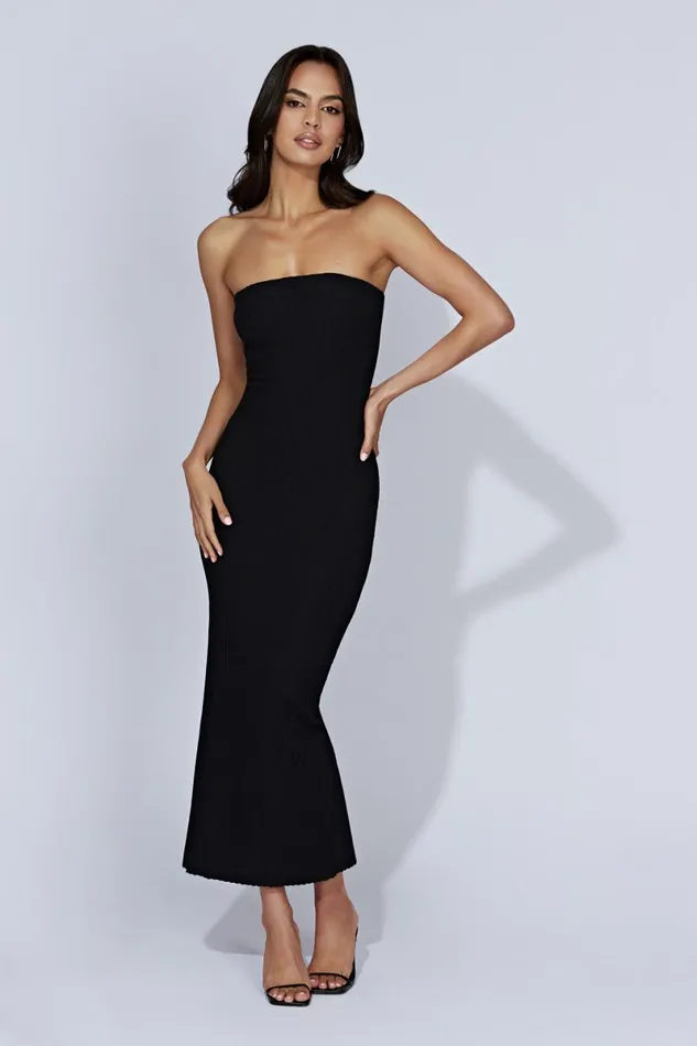 Meshki Maternity Dresses Imani Strapless Knit Maxi Dress 8211 Black Black 8211 Women