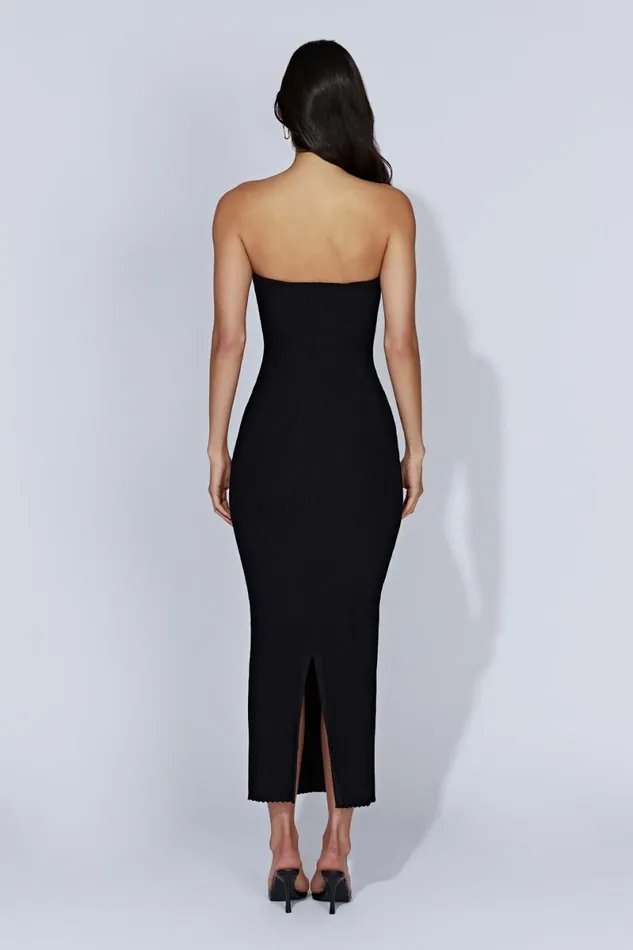 Meshki Maternity Dresses Imani Strapless Knit Maxi Dress 8211 Black Black 8211 Women