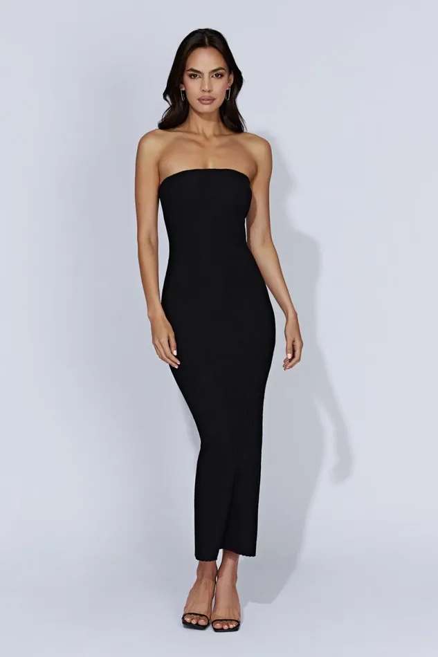 Meshki Maternity Dresses Imani Strapless Knit Maxi Dress 8211 Black Black 8211 Women