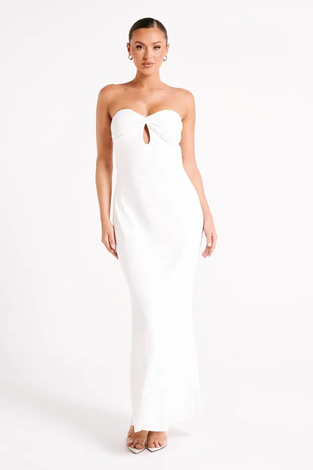 Meshki Maxi Dresses Antonella Strapless Keyhole Maxi Dress 8211 White White 8211 Women