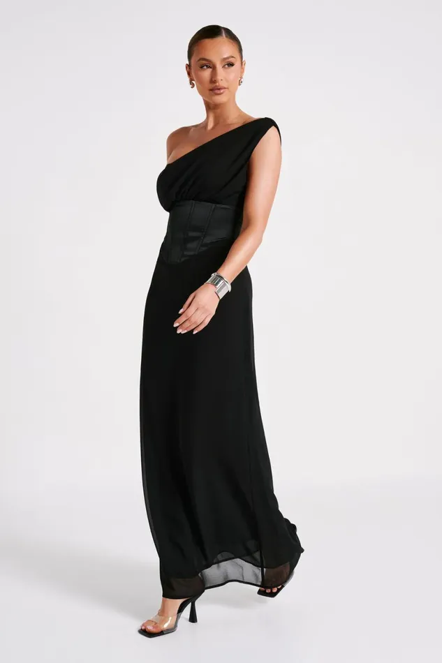Meshki Maxi Dresses Courtney Chiffon Maxi Dress 8211 Black Black 8211 Women