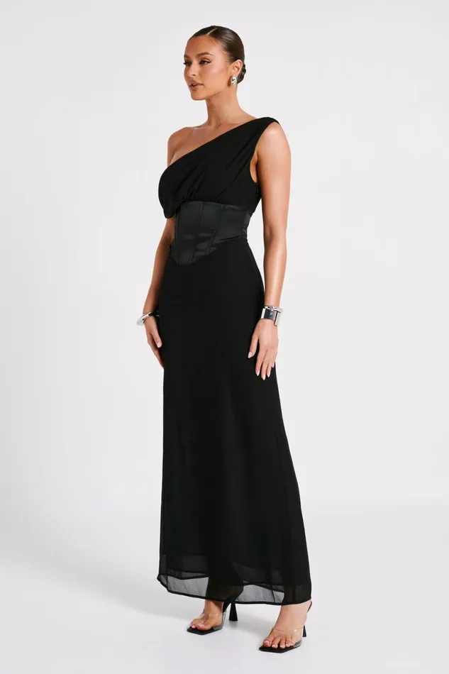 Meshki Maxi Dresses Courtney Chiffon Maxi Dress 8211 Black Black 8211 Women