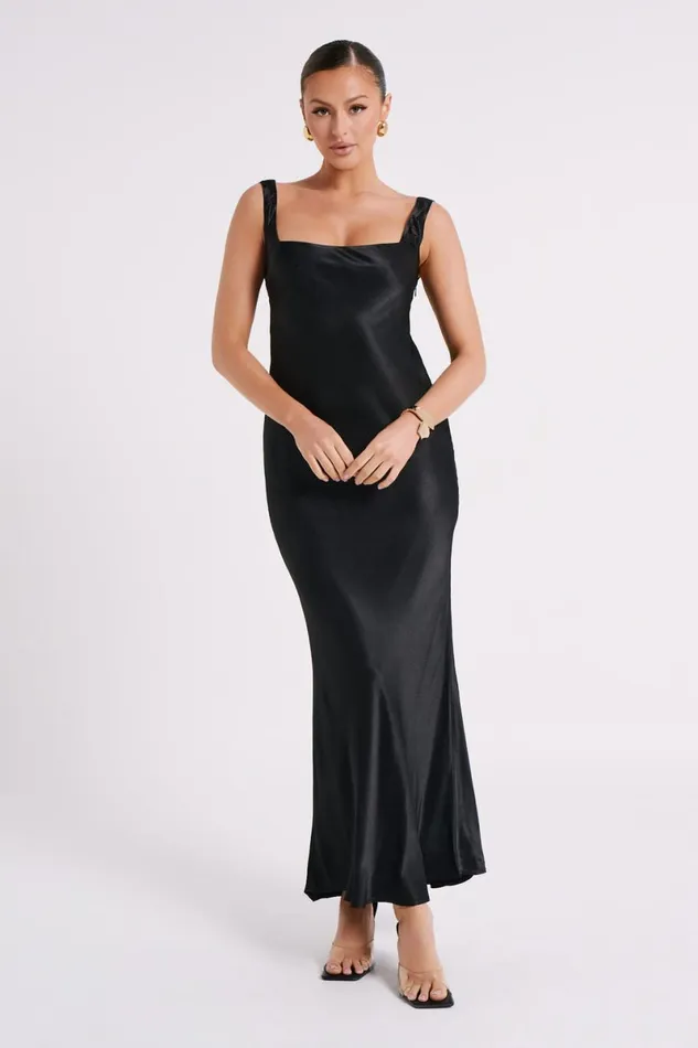 Meshki Maxi Dresses Ensley Satin Maxi Dress 8211 Black Black 8211 Women