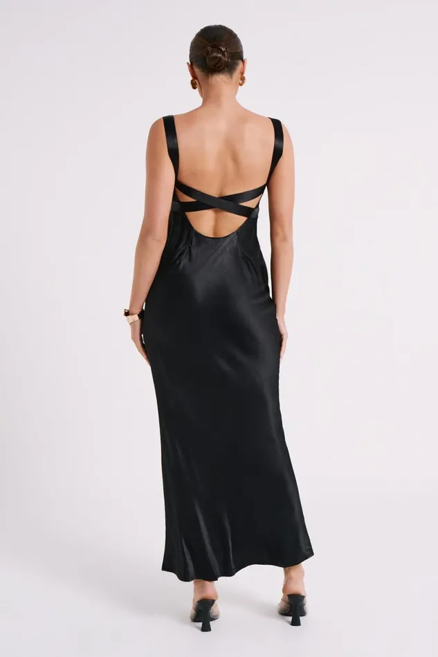 Meshki Maxi Dresses Ensley Satin Maxi Dress 8211 Black Black 8211 Women