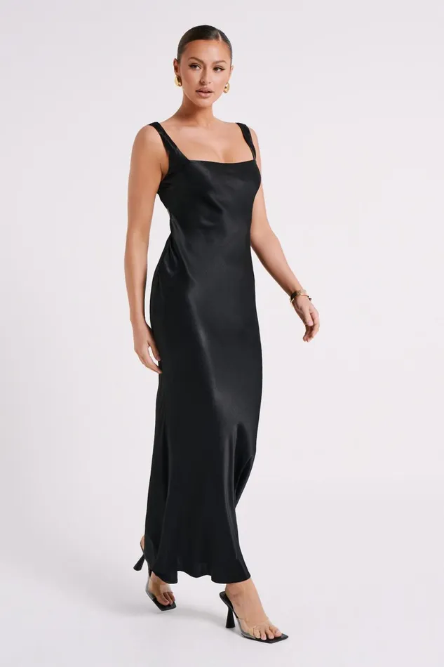 Meshki Maxi Dresses Ensley Satin Maxi Dress 8211 Black Black 8211 Women