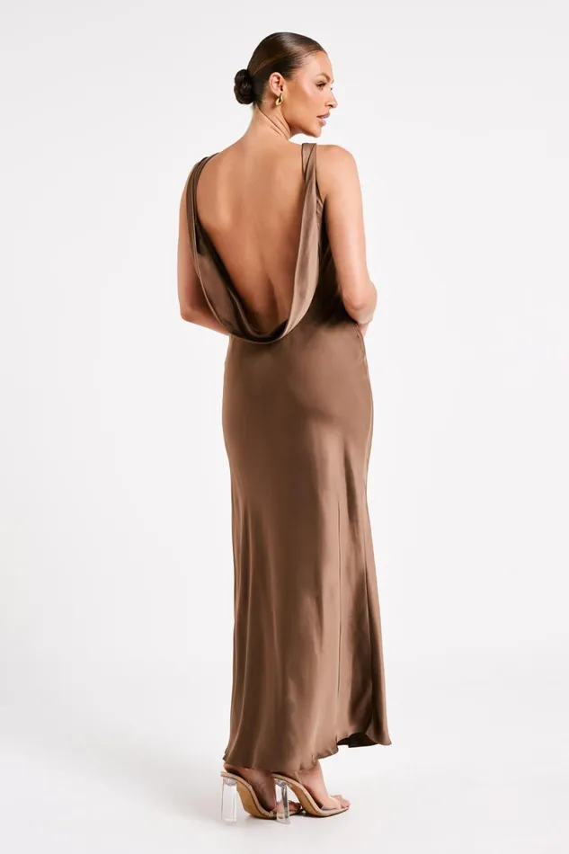 Meshki Maxi Dresses Gemima Satin Maxi Dress With Split 8211 Mocha Mocha 8211 Women Meshki Maxi Dresses Gemima Satin Maxi Dress With Split 8211 Mocha Mocha 8211 Women