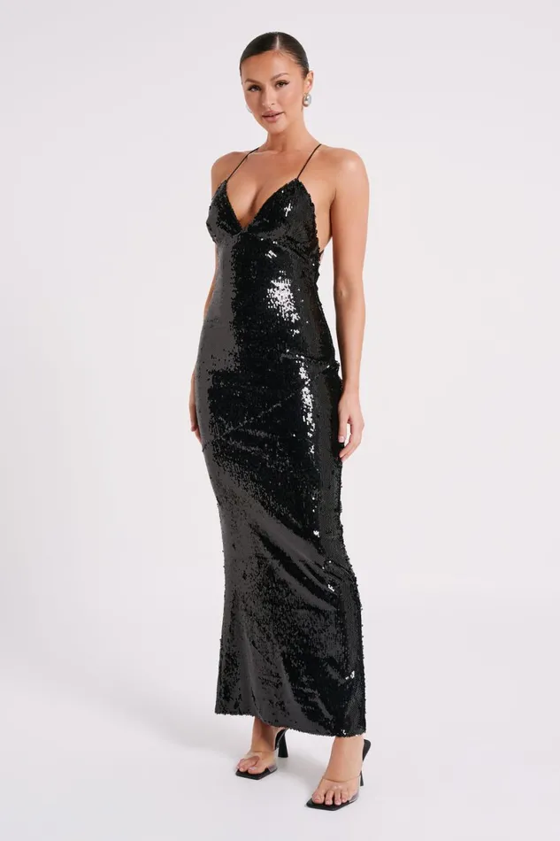 Meshki Maxi Dresses Gracie Sequin Maxi Dress 8211 Black Black 8211 Women