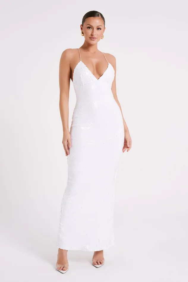 Meshki Maxi Dresses Gracie Sequin Maxi Dress 8211 White White 8211 Women