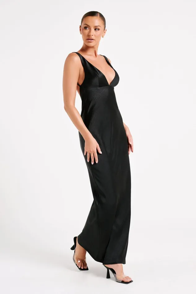 Meshki Maxi Dresses Indy Open Back Maxi Dress 8211 Black Black 8211 Women