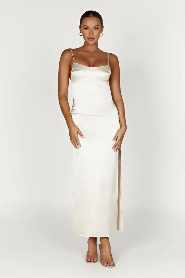 Meshki Maxi Dresses Jacinda Satin Slip Maxi Dress 8211 Ivory Ivory 8211 Women