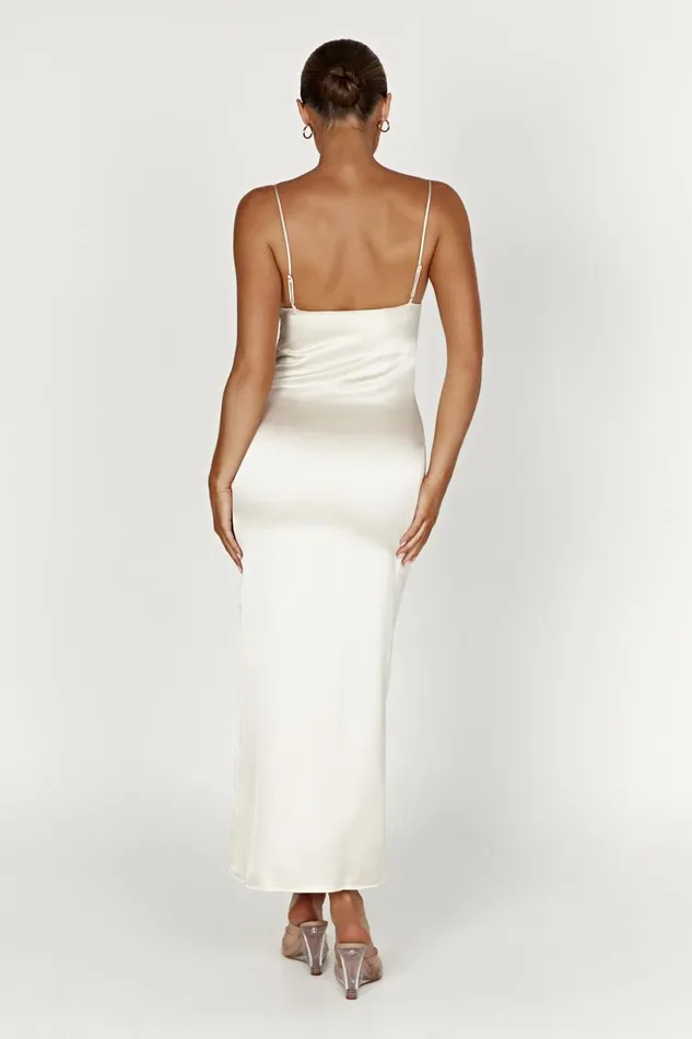 Meshki Maxi Dresses Jacinda Satin Slip Maxi Dress 8211 Ivory Ivory 8211 Women