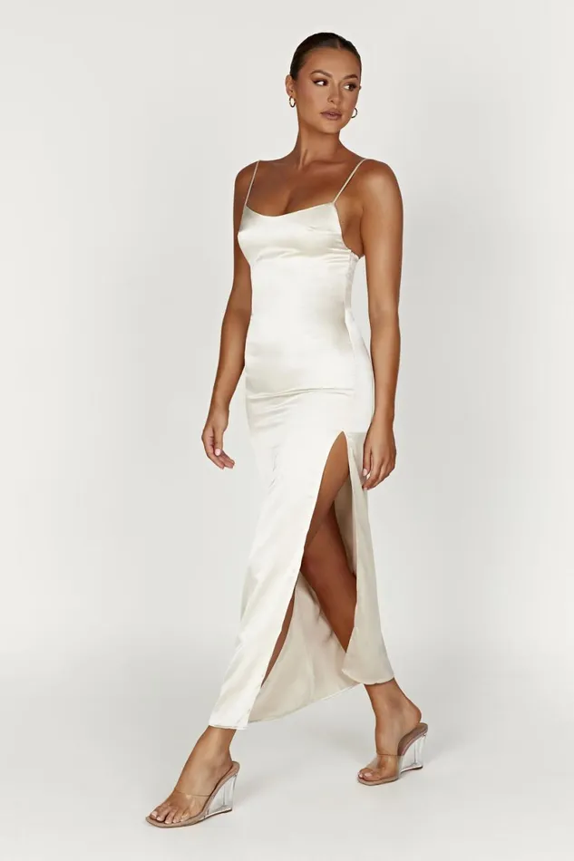 Meshki Maxi Dresses Jacinda Satin Slip Maxi Dress 8211 Ivory Ivory 8211 Women