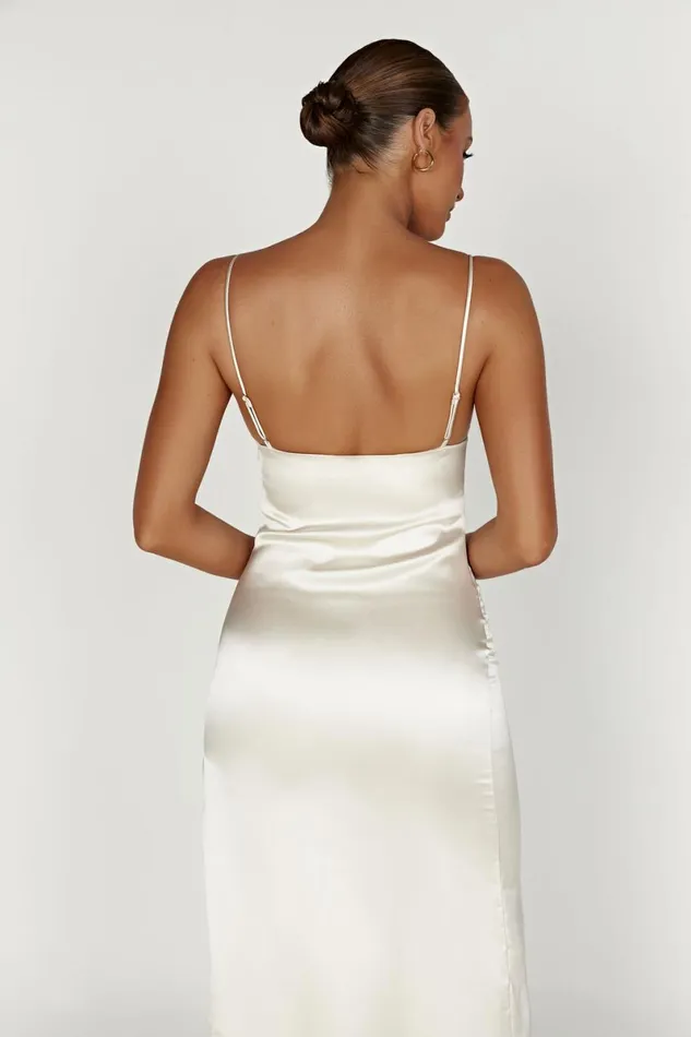Meshki Maxi Dresses Jacinda Satin Slip Maxi Dress 8211 Ivory Ivory 8211 Women