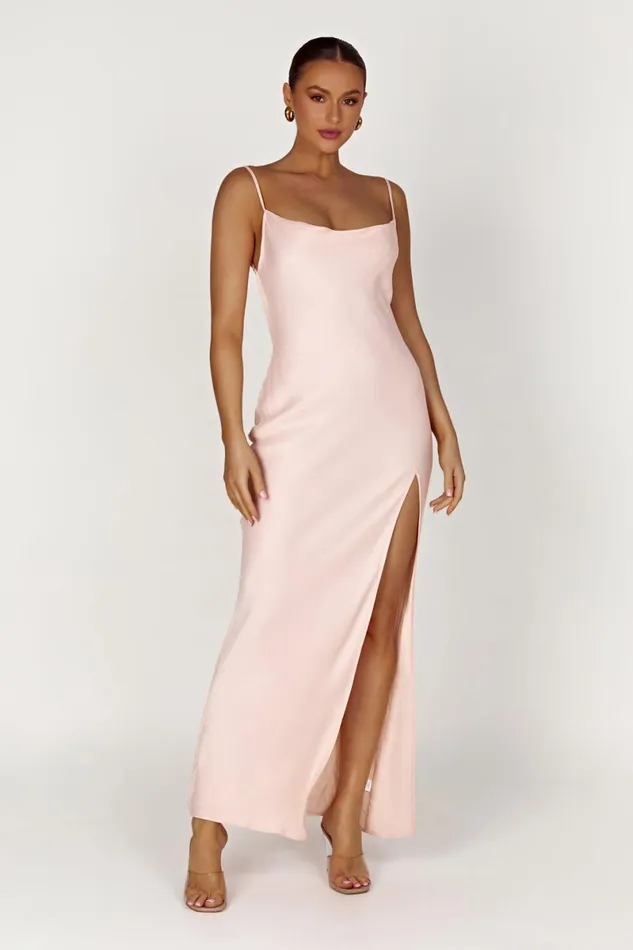 Meshki Maxi Dresses Jade Cowl Neck Backless Maxi Dress 8211 Apricot Apricot 8211 Women