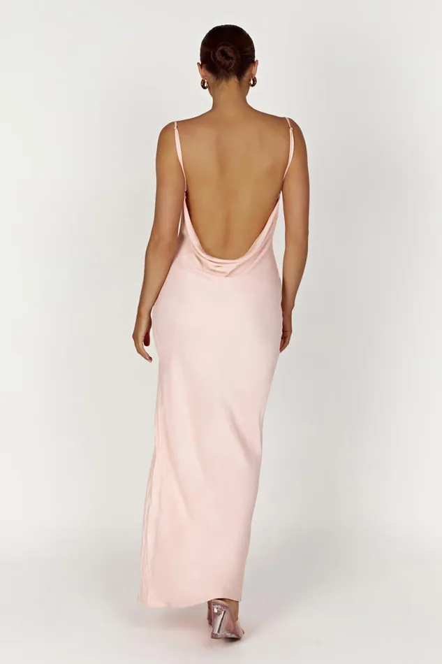 Meshki Maxi Dresses Jade Cowl Neck Backless Maxi Dress 8211 Apricot Apricot 8211 Women