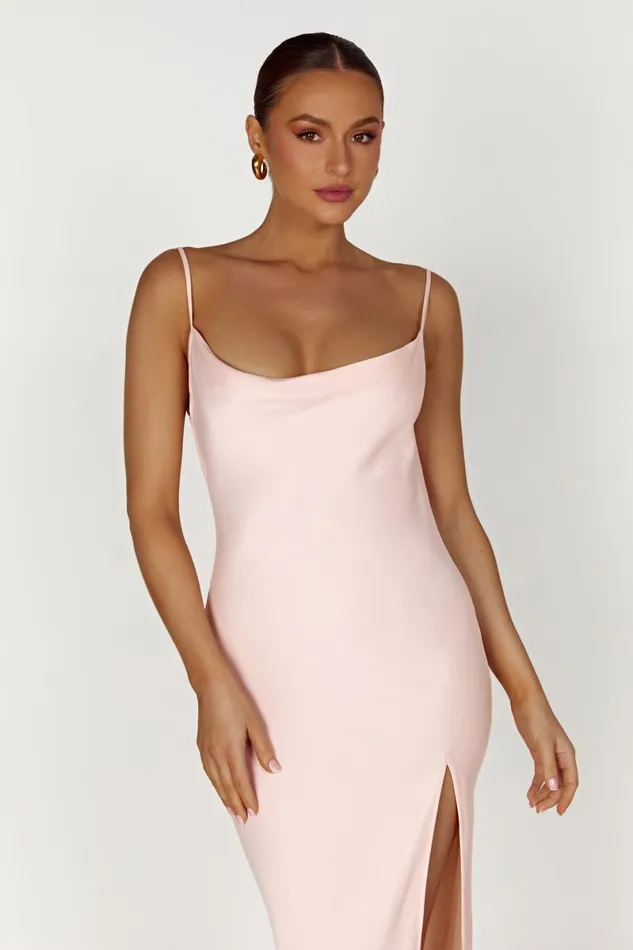Meshki Maxi Dresses Jade Cowl Neck Backless Maxi Dress 8211 Apricot Apricot 8211 Women