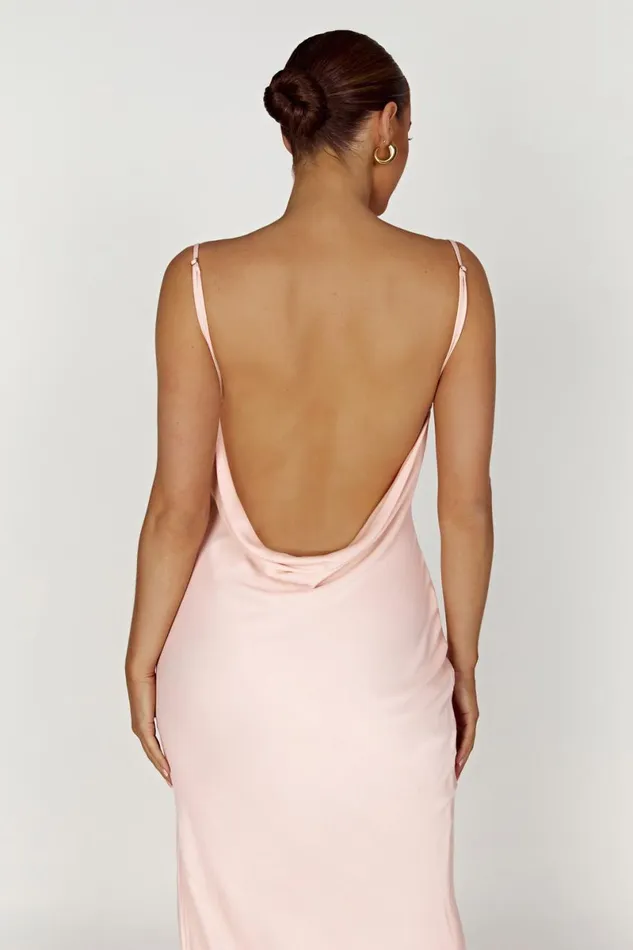 Meshki Maxi Dresses Jade Cowl Neck Backless Maxi Dress 8211 Apricot Apricot 8211 Women