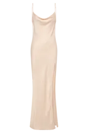 Meshki Maxi Dresses Jade Cowl Neck Backless Maxi Dress 8211 Apricot Apricot 8211 Women