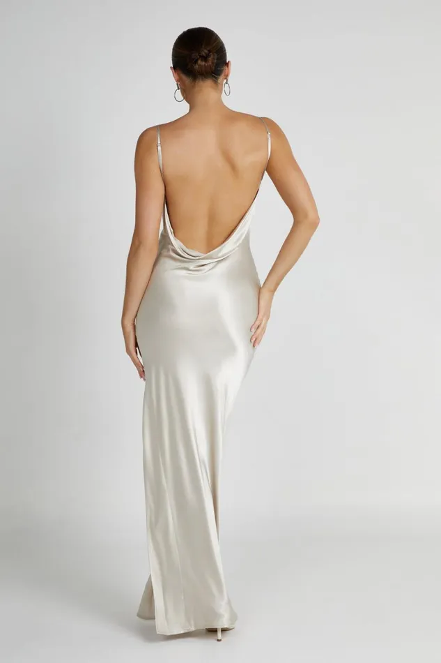 Meshki Maxi Dresses Jade Cowl Neck Backless Maxi Dress 8211 Sand Sand 8211 Women