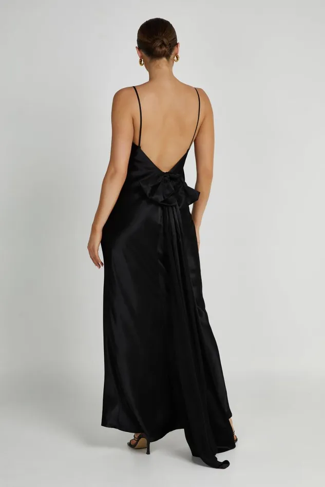 Meshki Maxi Dresses Kailey Low Back Maxi Dress With Detachable Bow Train 8211 Black Black 8211 Women Meshki Maxi Dresses Kailey Low Back Maxi Dress With Detachable Bow Train 8211 Black Black 8211 Women