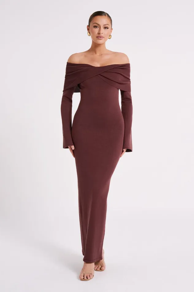 Meshki Maxi Dresses Kenny Long Sleeve Knit Dress 8211 Chocolate Chocolate 8211 Women