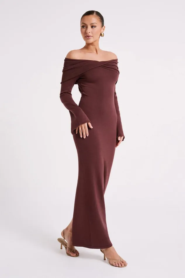 Meshki Maxi Dresses Kenny Long Sleeve Knit Dress 8211 Chocolate Chocolate 8211 Women