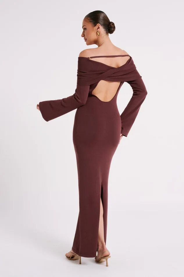 Meshki Maxi Dresses Kenny Long Sleeve Knit Dress 8211 Chocolate Chocolate 8211 Women