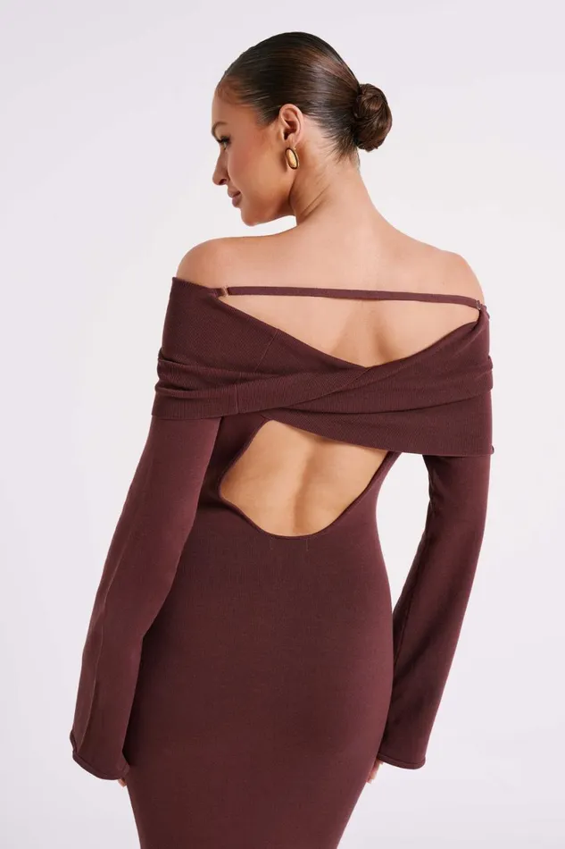 Meshki Maxi Dresses Kenny Long Sleeve Knit Dress 8211 Chocolate Chocolate 8211 Women