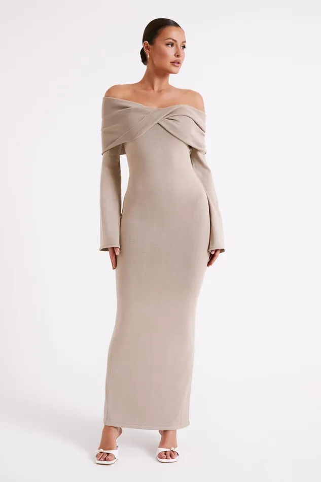 Meshki Maxi Dresses Kenny Long Sleeve Knit Dress 8211 Taupe Taupe 8211 Women