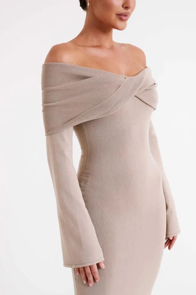 Meshki Maxi Dresses Kenny Long Sleeve Knit Dress 8211 Taupe Taupe 8211 Women