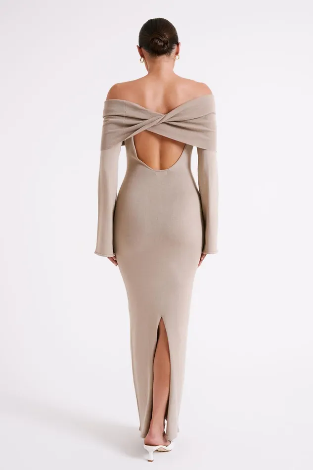 Meshki Maxi Dresses Kenny Long Sleeve Knit Dress 8211 Taupe Taupe 8211 Women