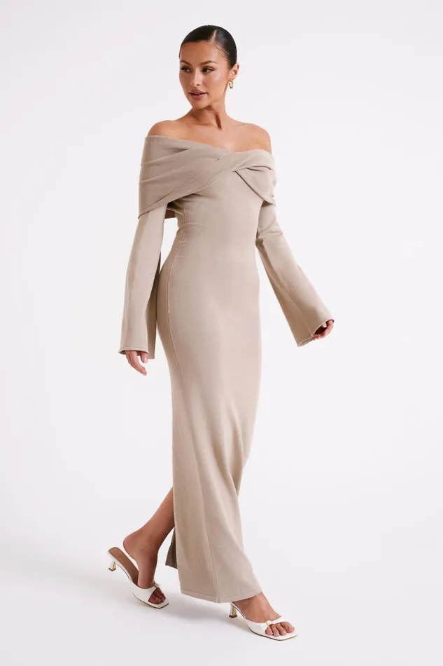 Meshki Maxi Dresses Kenny Long Sleeve Knit Dress 8211 Taupe Taupe 8211 Women