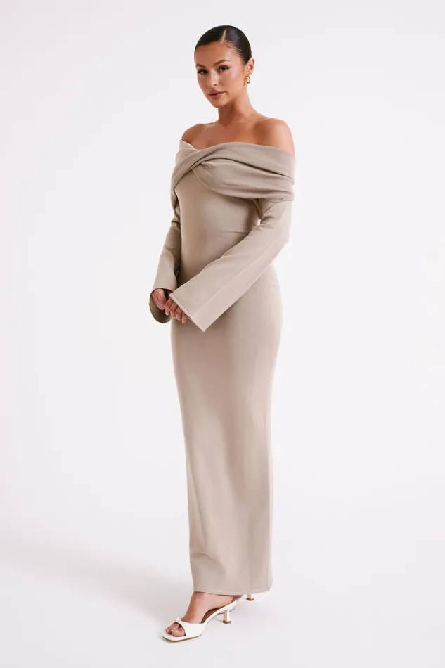 Meshki Maxi Dresses Kenny Long Sleeve Knit Dress 8211 Taupe Taupe 8211 Women
