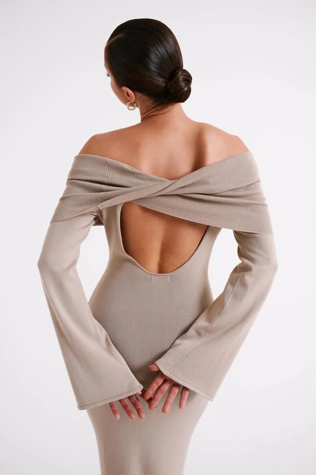Meshki Maxi Dresses Kenny Long Sleeve Knit Dress 8211 Taupe Taupe 8211 Women