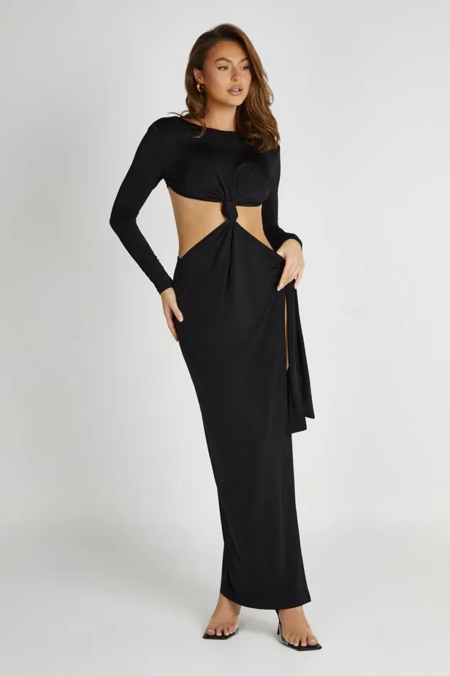 Meshki Maxi Dresses Kiandra Slinky Knot Maxi Dress 8211 Black Black 8211 Women
